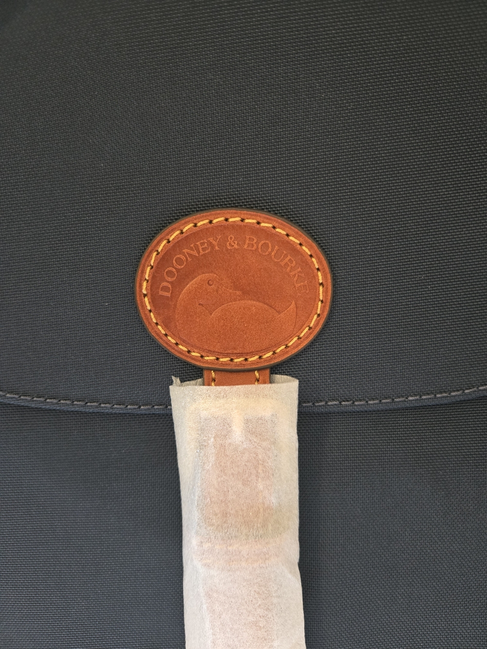 NWT Dooney & Bourke Navy Tote with Tan Leather Accents - Picture 2 of 6